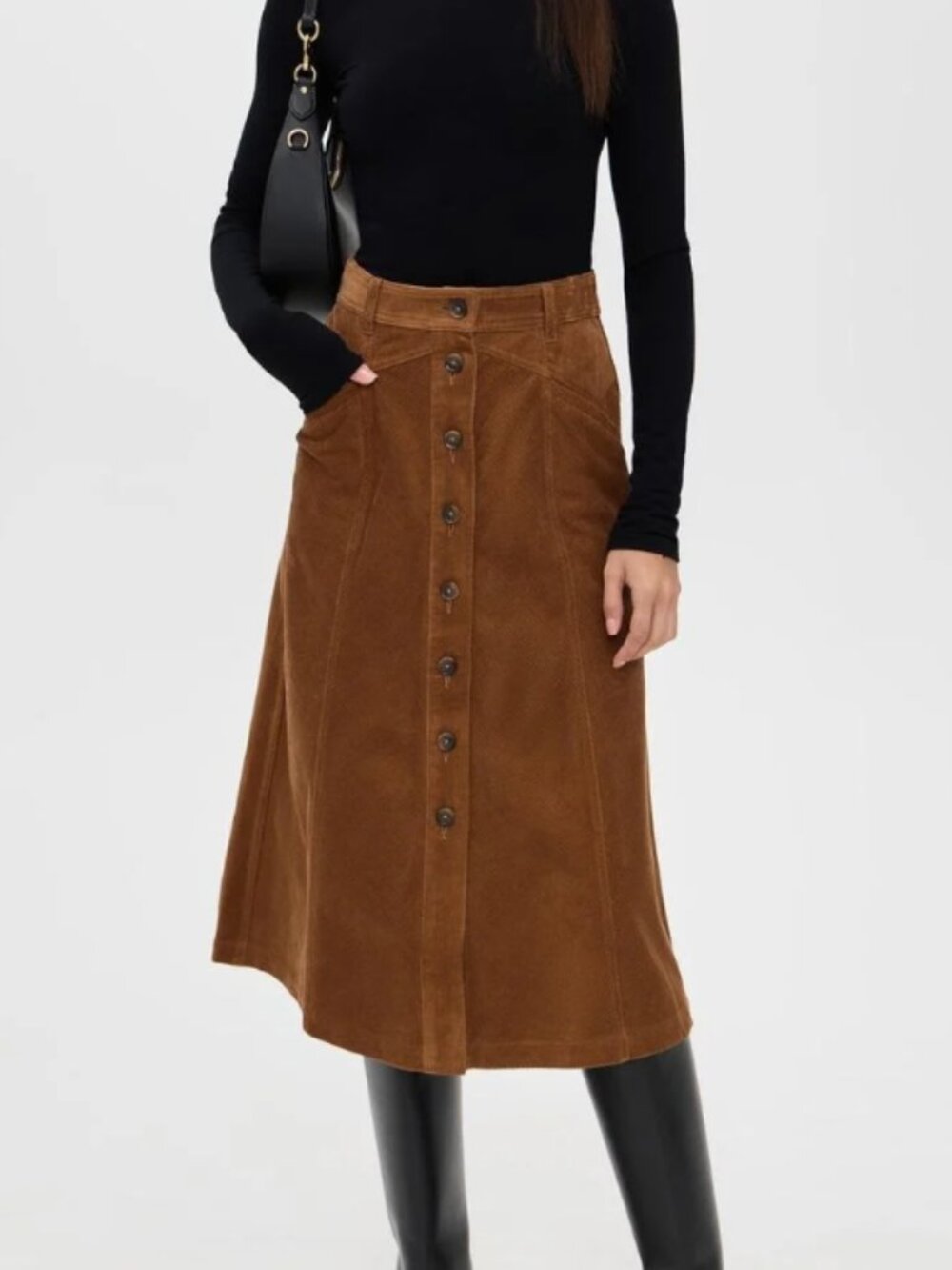 Paige Meadow Midi Skirt - Maple Brown Size 4